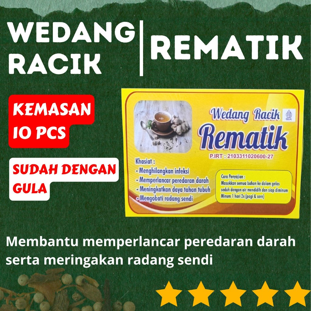 

Wedang Rempah Jamu Racik Untuk Rematik Kesemutan dan Nyeri Sendi Isi 10 Pcs