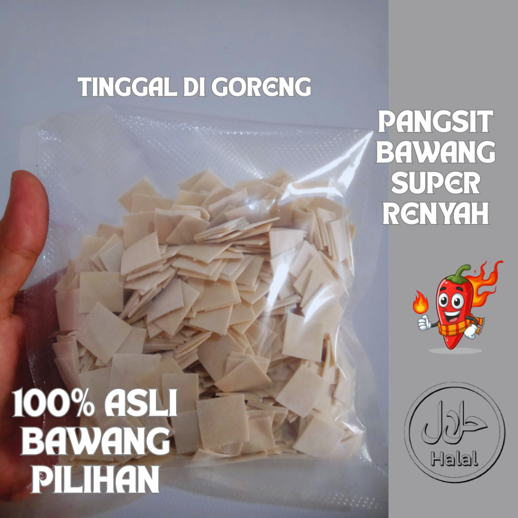 

Kripik Kulit Pangsit bawang goreng mentah Renyah Enak Cemilan Tinggal Goreng Isi 250gr
