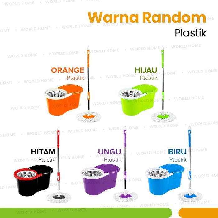 Alat Pel Lantai Ultra Pel Putar Pel Mop Tanpa Peras Tangan Kain Pel Lembut Ember Plastik