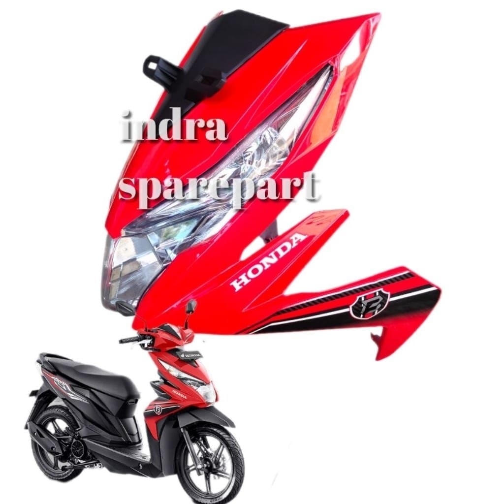 Full Set Tameng Body Depan Honda Beat Esp Eco K81 Tahun 2018 - 2019 Warna Merah