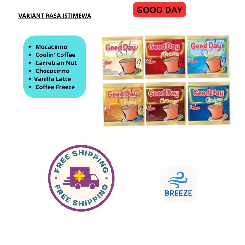

GOOD DAY kopi bubuk per 1PCS moccacino, Coolin’ Coffee,Carrebian Nut,Chococinno,VanillaLatte