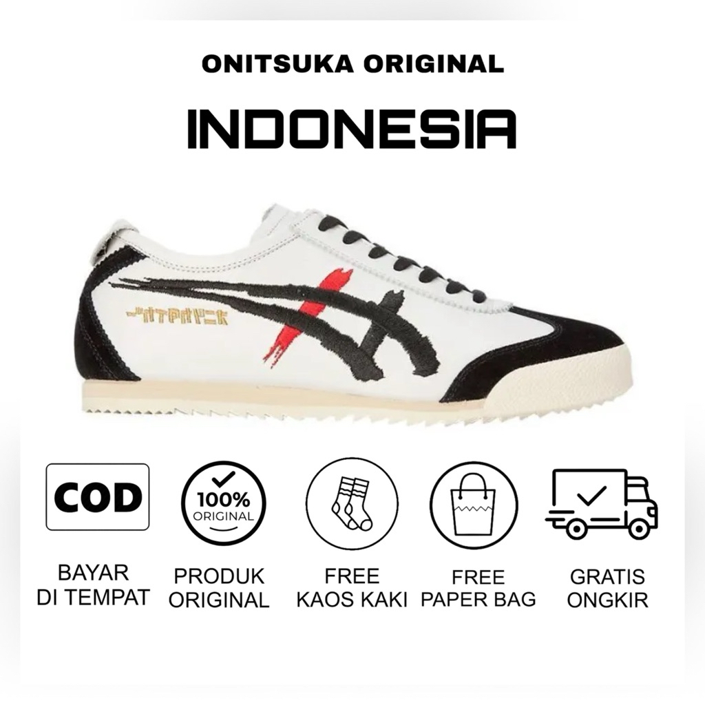 Sepatu Onitsuka Mexico 66 Japan Kabuki White black red Sepatu Pria/ Sepatu Wanita/ Sepatu Sneakers