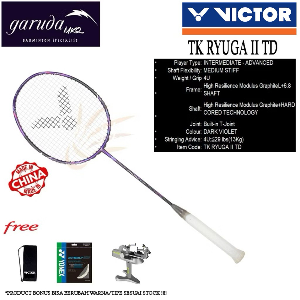 RAKET BADMINTON VICTOR THRUSTER RYUGA II TD / VICTOR TK RYUGA 2 TD