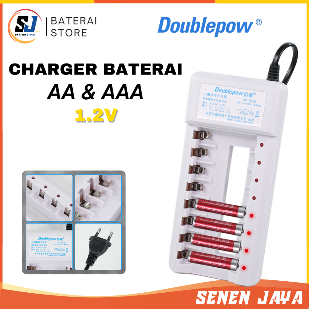 COD Charger Baterai AA AAA Doublepow Besar Tamiya Mobil Remote Control Universal Senter 8 Slot fast 