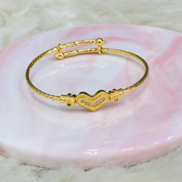 gelang pipa ANAK love AD bunga simple elegant emas asli kadar 875