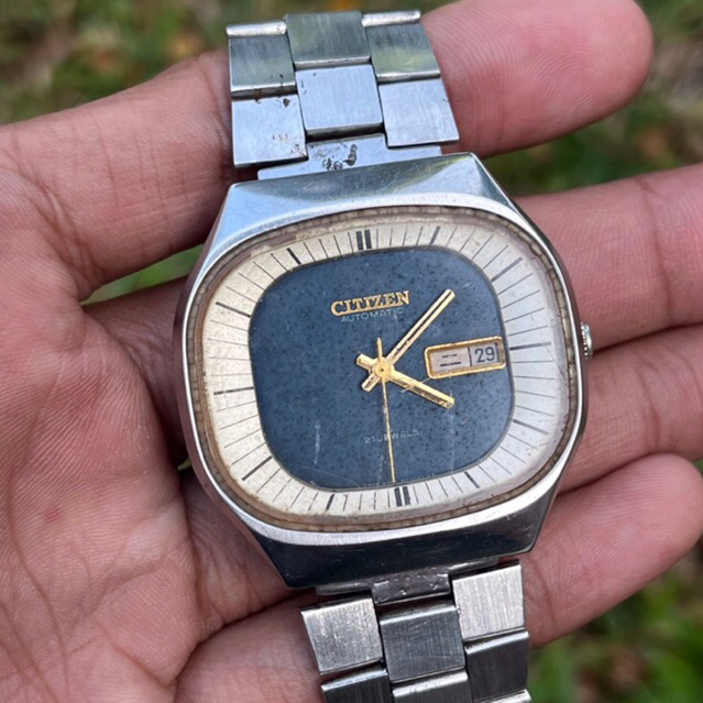 jam tangan Citizen 8002A rare TV telur jadul vintage Blue Dial kuno antik fashion pria wanita classi