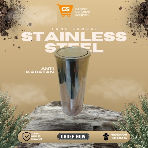 Tong Sampah Stainless Steel - Tempat Sampah Tutup Swing - Tempat Sampah Hotel