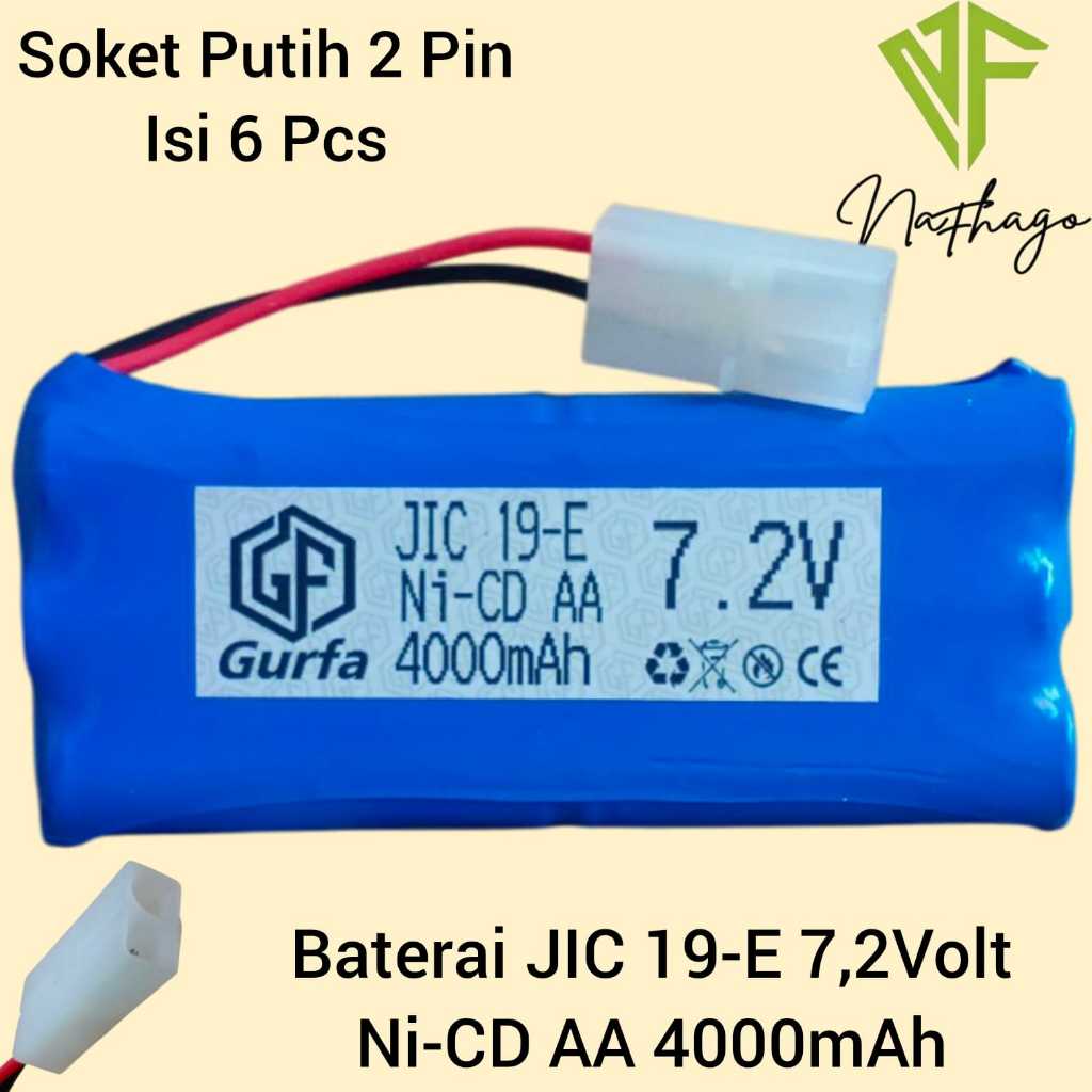 Baterai Rakit Mobil RC Tipe 6X JIC 19-E Ni-CD AA 7,2Volt-4000mAh