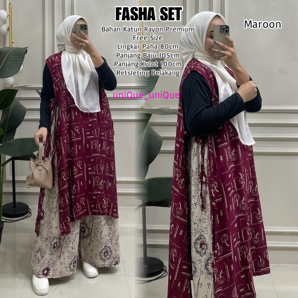 Alfihijabstore 8.10 Fasha set Outer Kulot Jumbo by UNIQUE set jumbo terbaru