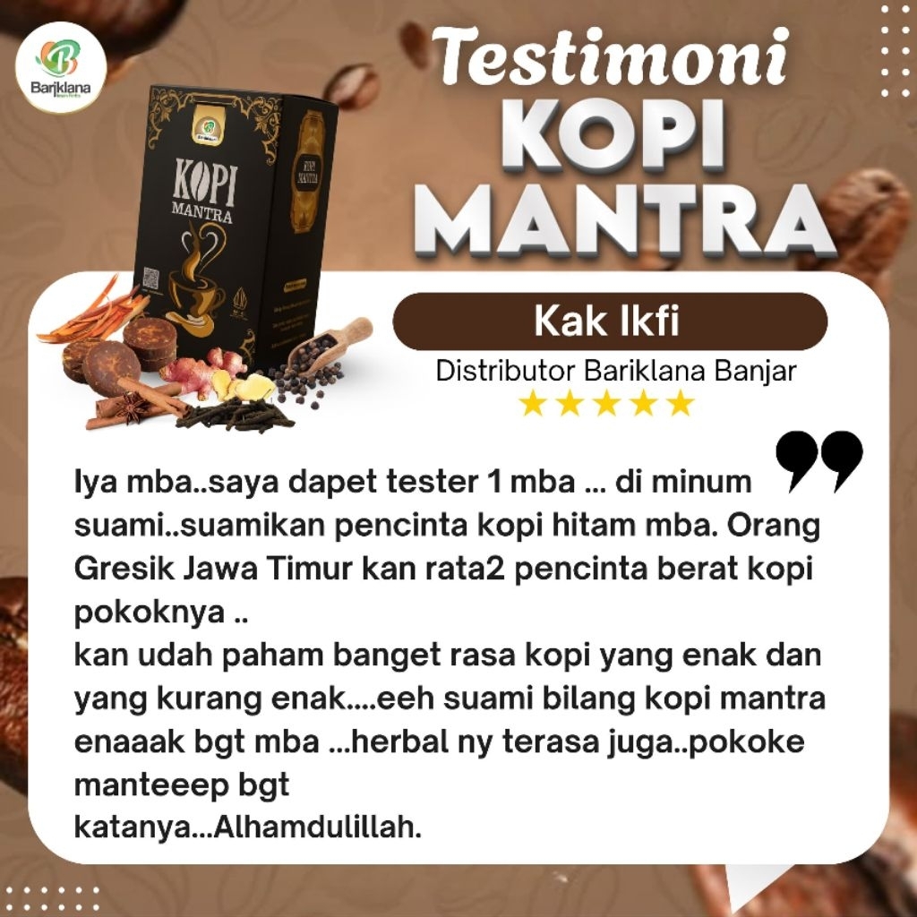 

kopi mantra susu etawa / hitam - kopi herbal premium bariklana untuk vitalitas dan kesehatan