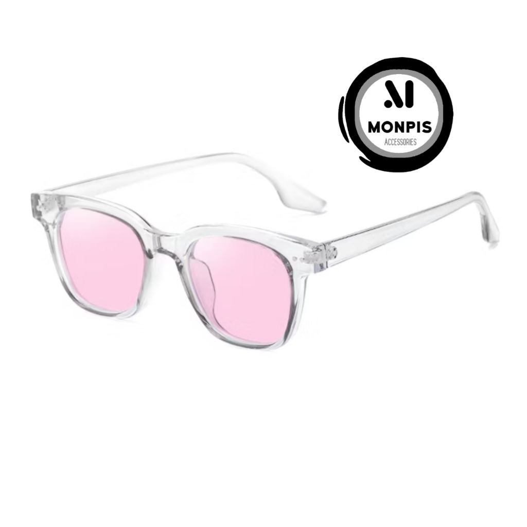 Kacamata kotak bening pink Kacamata pria wanita Kacamata cewek cowok Kacamata frame bening lensa pin