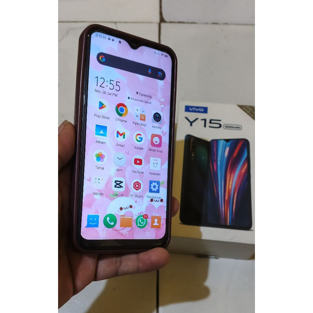 Vivo y 15 fullset  ram 3/64