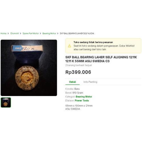 

SKF BALL BEARING LAHER SELF ALIGNING 1211K 1211 K 55MM ASLI SWEDIA C3