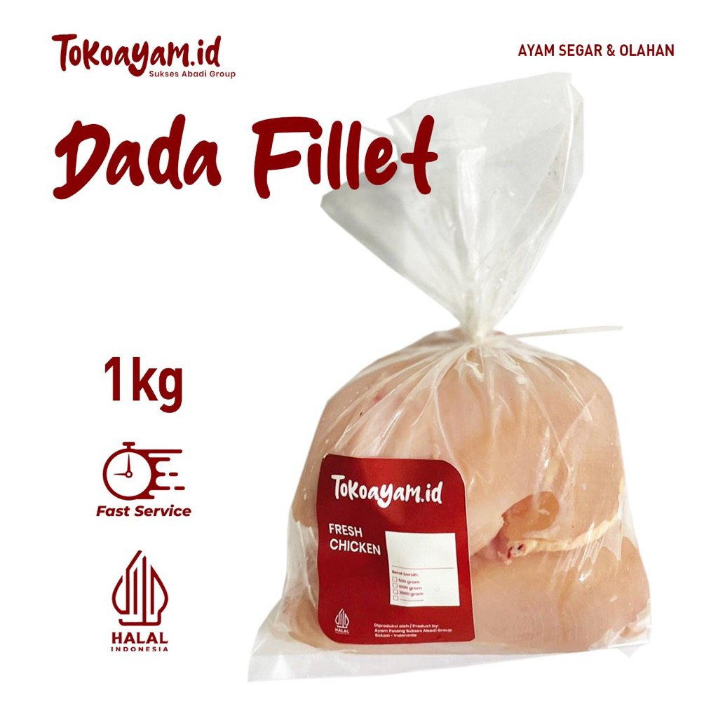 

Dada Fillet Ayam 1kg / Bonneles Dada Ayam 1 Kg / Dada Tanpa Tulang dan kulit 1kg