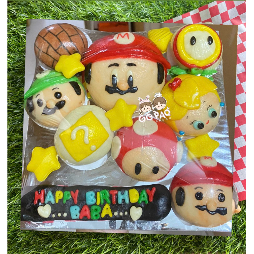 

bakpao kreasi ulang tahun tema Mario bross