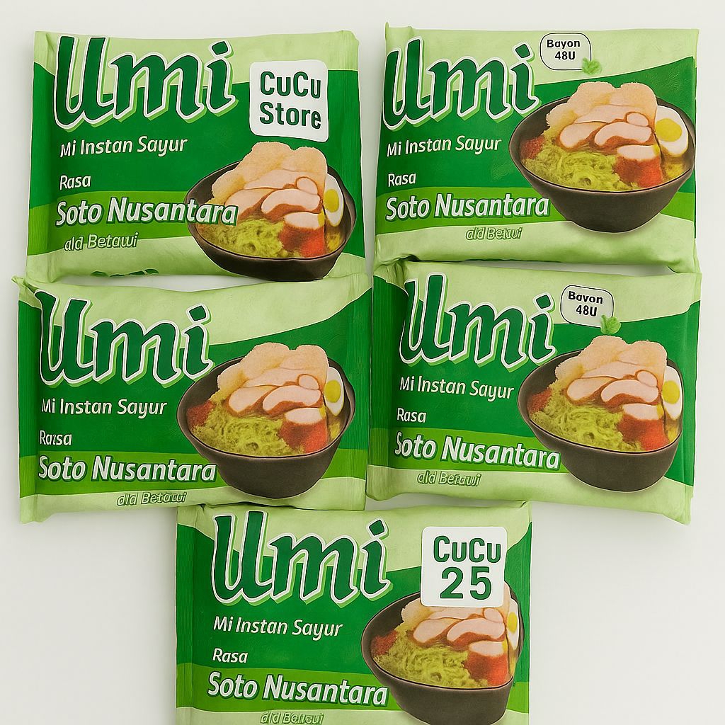 

Paket Isi 5 Mi Instan Umi Soto Nusantara 70g - Mi Sayur Bayam Asli ala Betawi