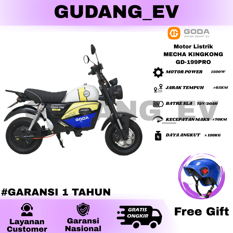 SEPEDA MOTOR LISTRIK GODA 199 PRO / SEPEDA LISTRIK GD199 GARANSI RESMI OFF THE ROAD / ON THE ROAD / 