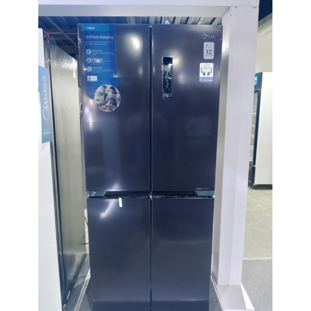 KULKAS MIDEA SIDE BY SIDE 4 Pintu INVERTER MDRF-550FGF28 BLACK / KULKAS SIDE BY SIDE 4 PINTU