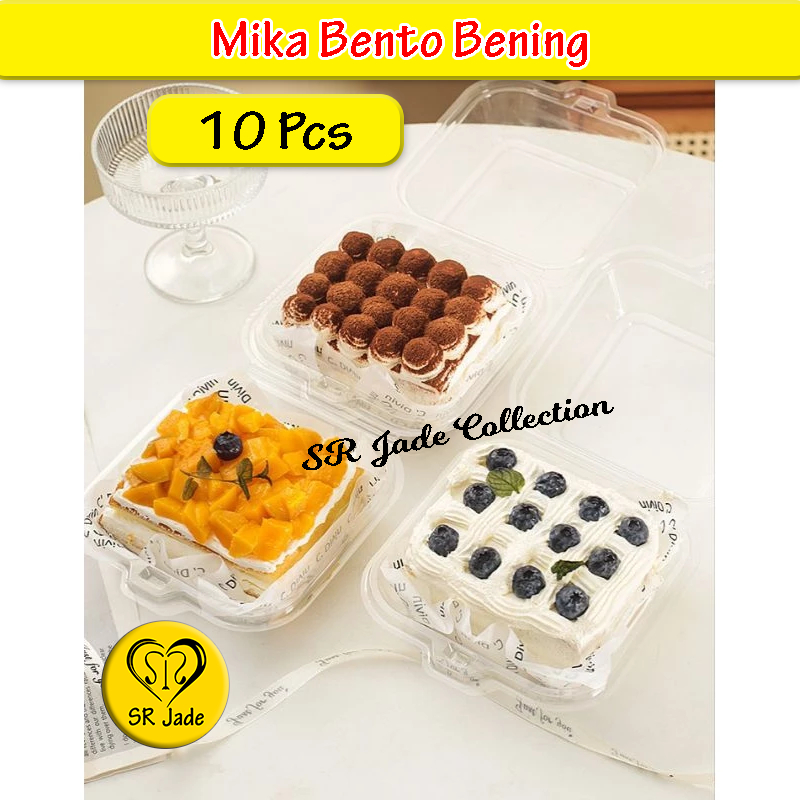 [10 Pcs] Mika Bento Mika Box Kue Tiramisu Korean Bento Box Dessert Box Cake Kotak Kue Slice Cake
