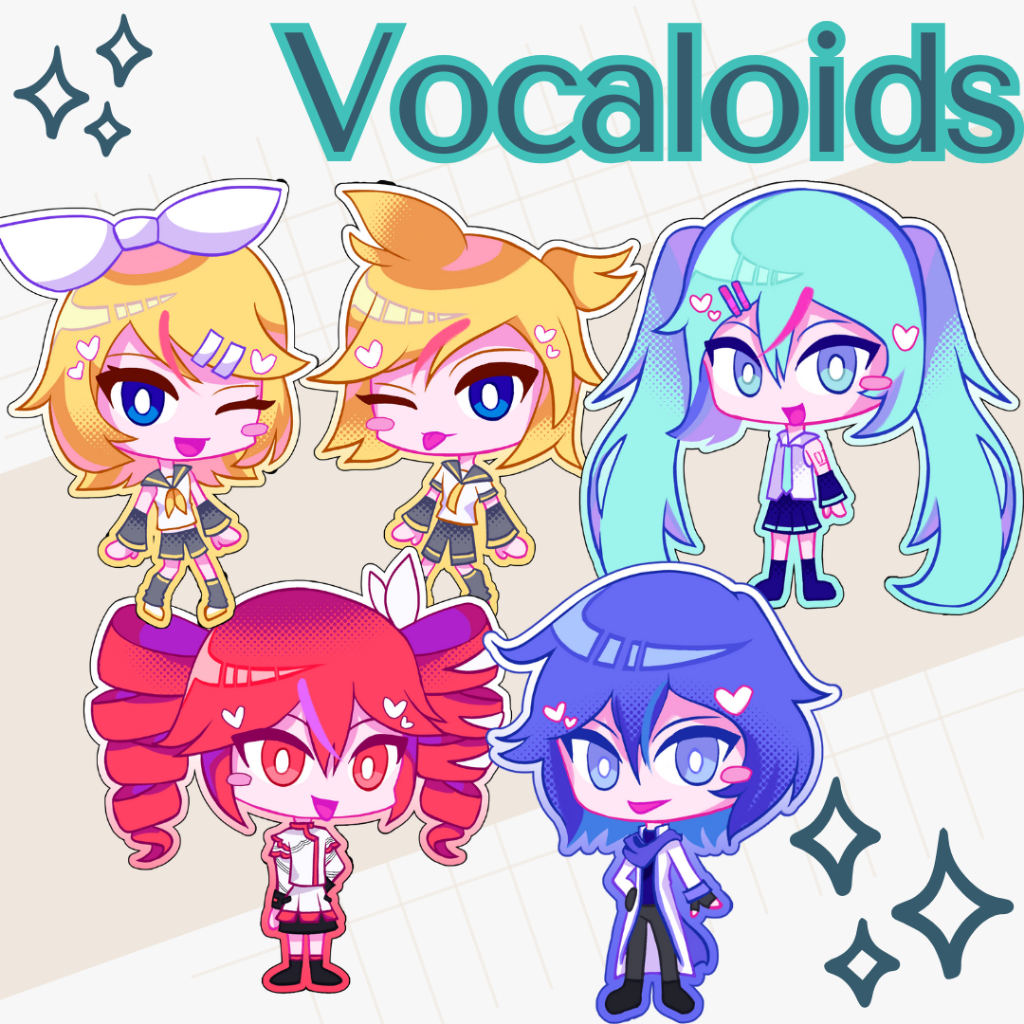 Fanmerch acrylic keychain vocaloid synthv utau (hatsune miku kasane teto kagamine rin kagamine len)