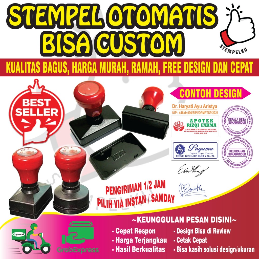 

[TERMURAH]Stempel Custom - Stempel Lunas - Stempel Nama - All Size - 1 Hari Jadi - Free Design