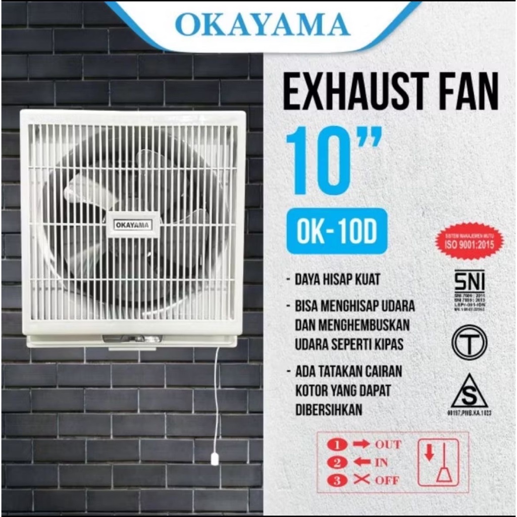 EXHAUST FAN OKAYAMA 10inch DINDING / KELUAR MASUK