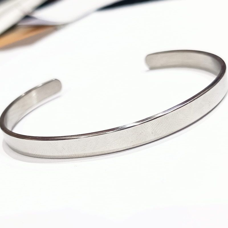 Grosir Gelang Tangan Titanium Model Flat Polos Pria Wanita Stainless Steel Anti Karat Selamanya Desa
