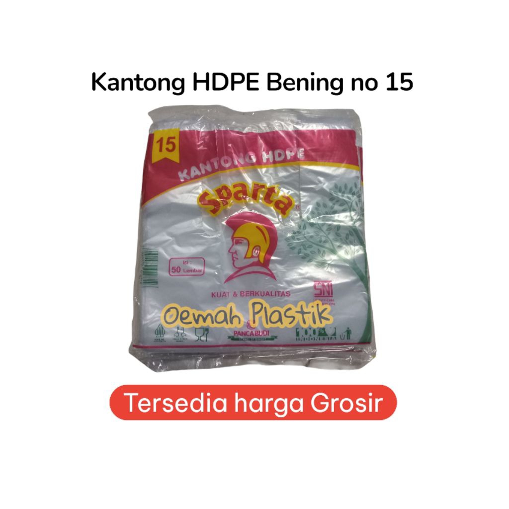 SPARTA Kantong Plastik Transparant no 15 isi 50 lbr | Kantong kresek bening SPARTA