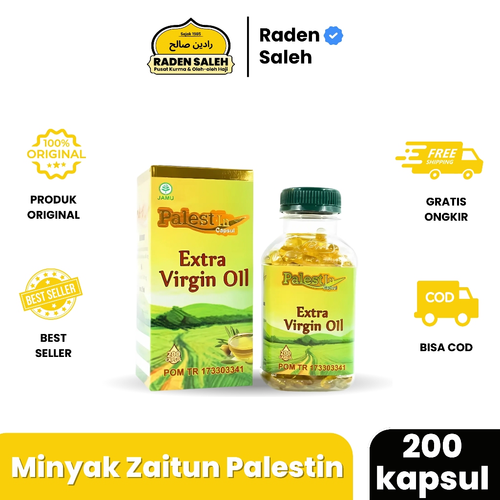 KAPSUL MINYAK ZAITUN PALESTIN ISI 200 EXTRA VIRGIN OLIVE OIL / Palestine Virgin Olive Oil