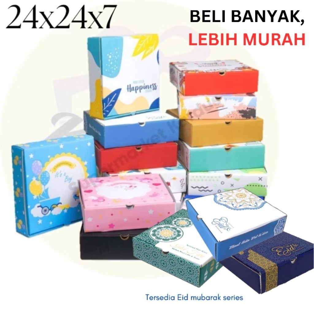 

Box pizza motif, ukuran 24x24x7 cm, gift box/box hampers/box pizza/box hijab/box online shop