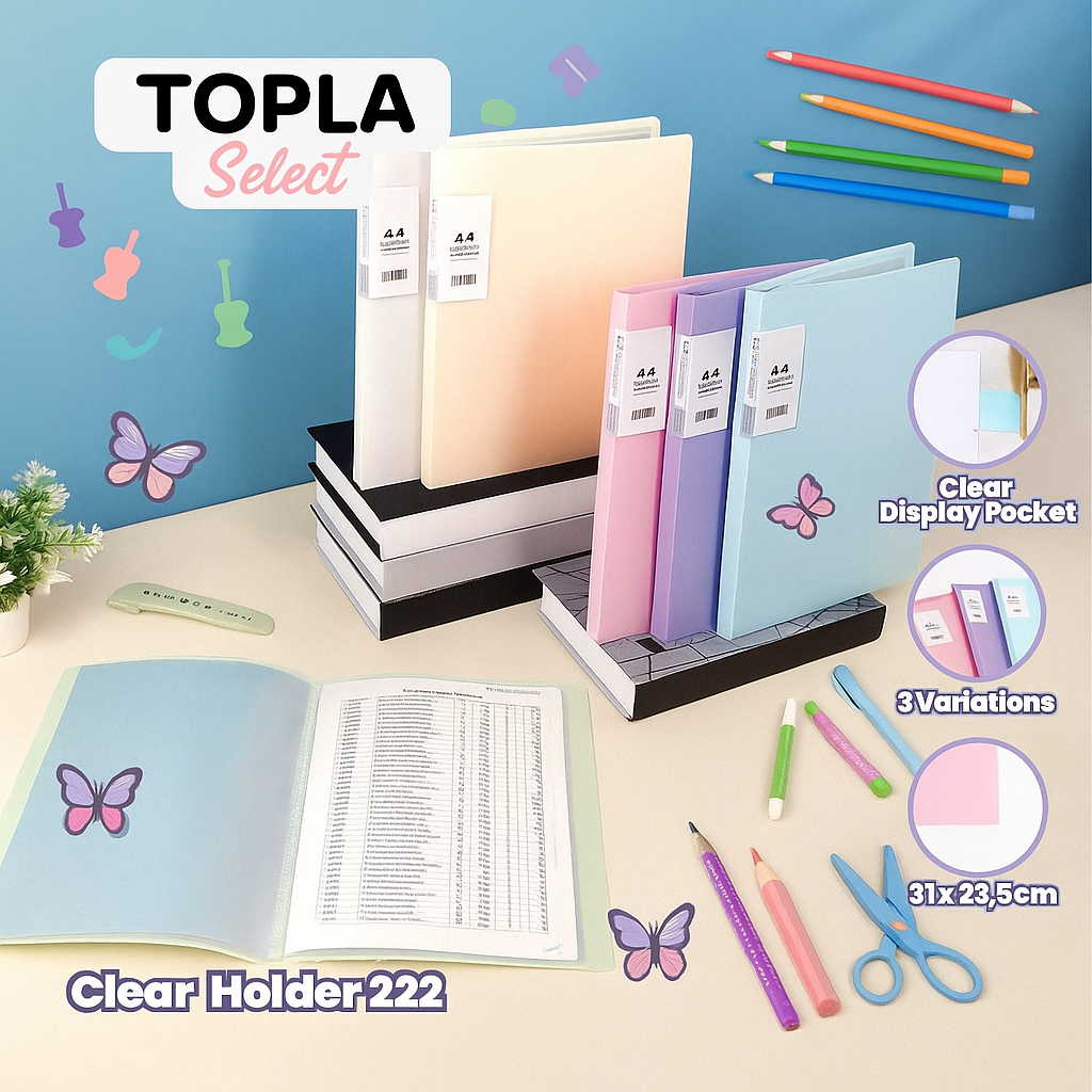 

TOPLA 222 A4 CLEAR HOLDER DOCUMENT KEEPER DISPLAY BOOK MAP PLASTIK ISI BANYAK LEMBARAN PLASTIK