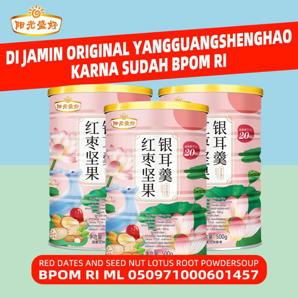 

Hemat 3 pcs Bubuk Sup Akar Teratai + Kurma Merah + Kacang 500g | Red Dates & Seed Nut Lotus Root Powder Soup | Original