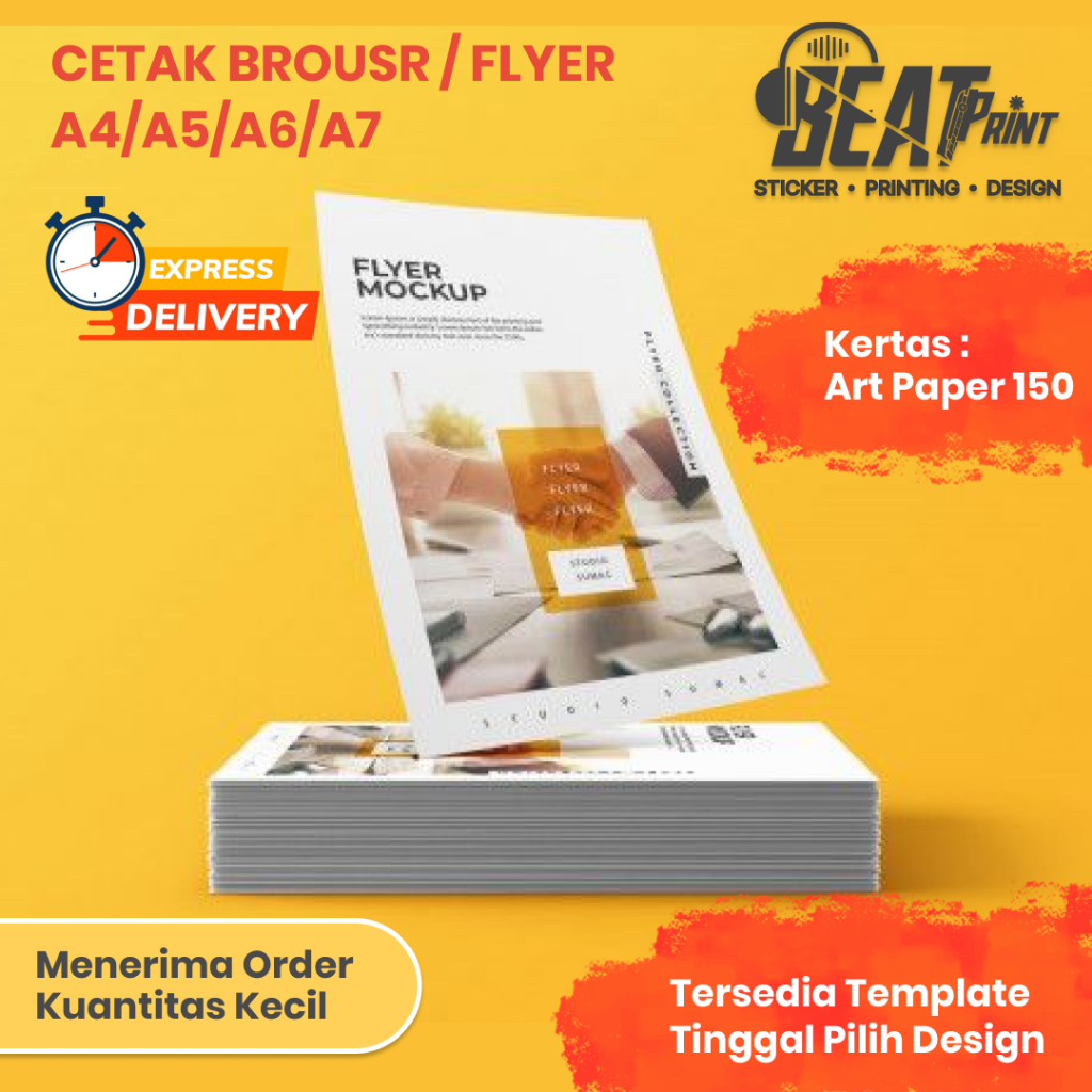 

Cetak Brosur A5 / A6 / A7 — Bisa Custom / Pilih Template Siap Pakai | Art Paper 150gr | Promosi UMKM / Produk / Event | Beat Print
