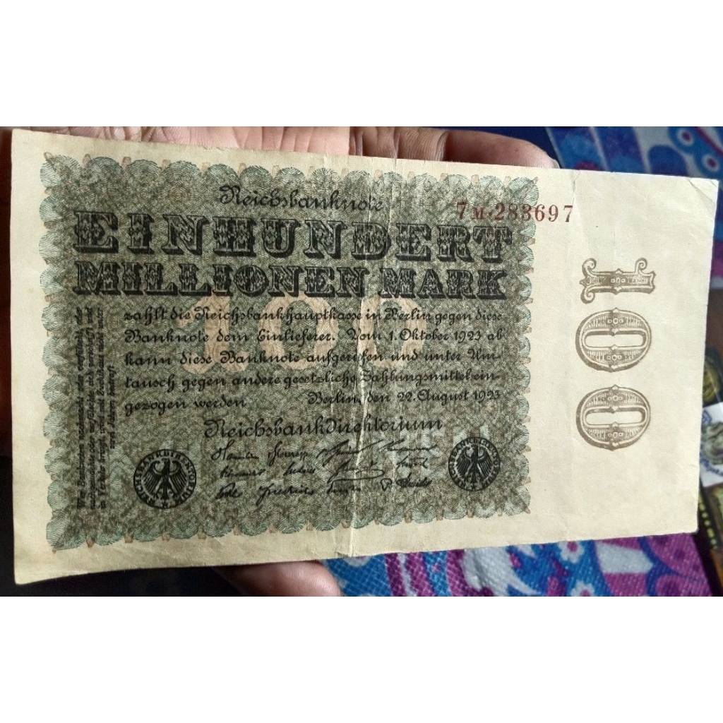 Uang Lawas LN Asli Original German Lama 100 Mark Tahun 1923