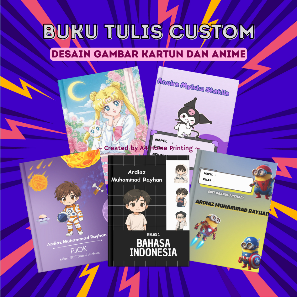

Buku Tulis Custom Nama | Desain Kartun dan Anime Populer | Bisa Custom Desain Sendiri