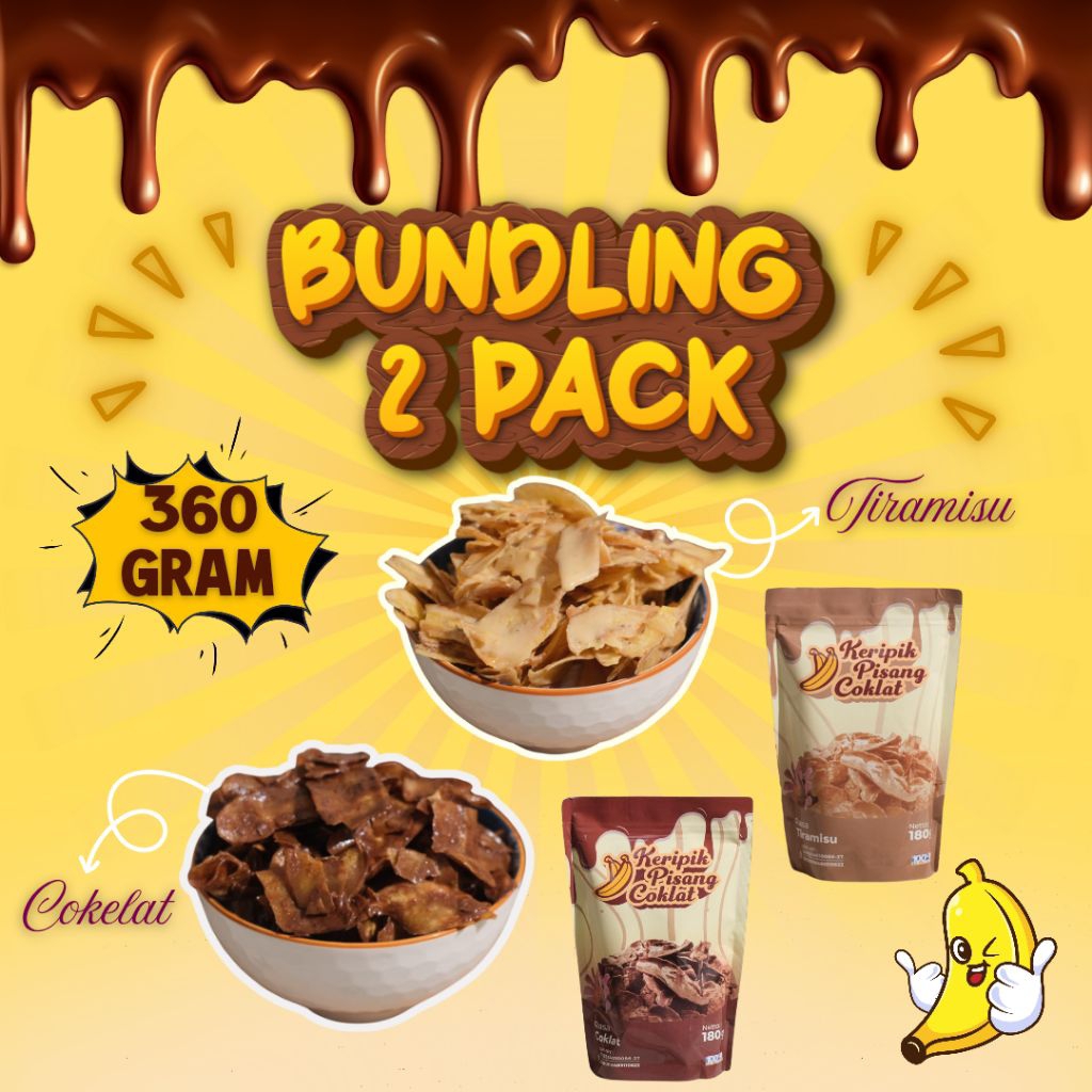 

PAKET BUNDLING 2 PACK 360 GRAM | KERIPIK PISANG Makanan Food Tiramisu Manis Snack Chips Cemilan