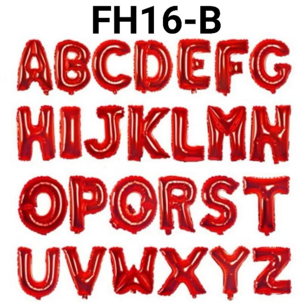Balon Foil Huruf Abjad Alphabet A-Z Merah.