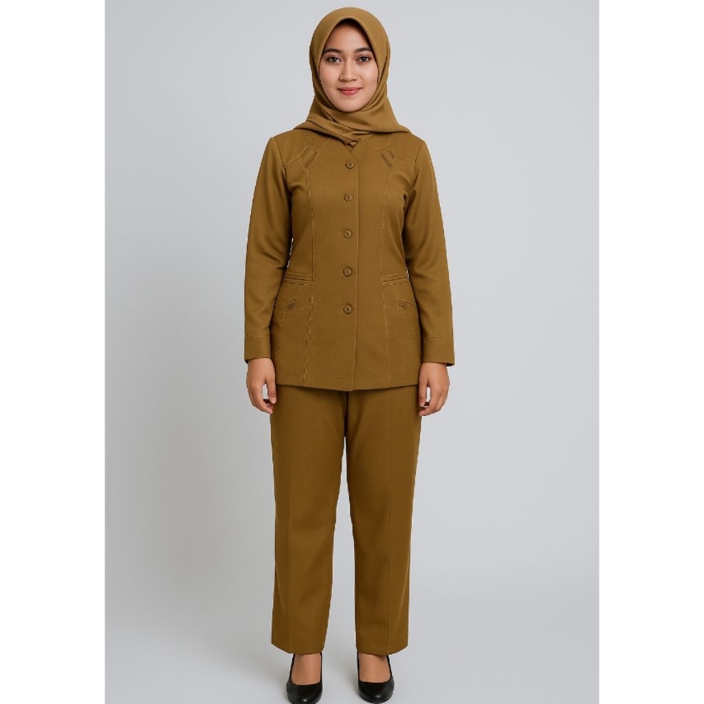 STELAN SERAGAM PNS WANITA UKURAN SS - S - M - L - XL - XXL - 4L - 5L BAJU GURU/PEMDA