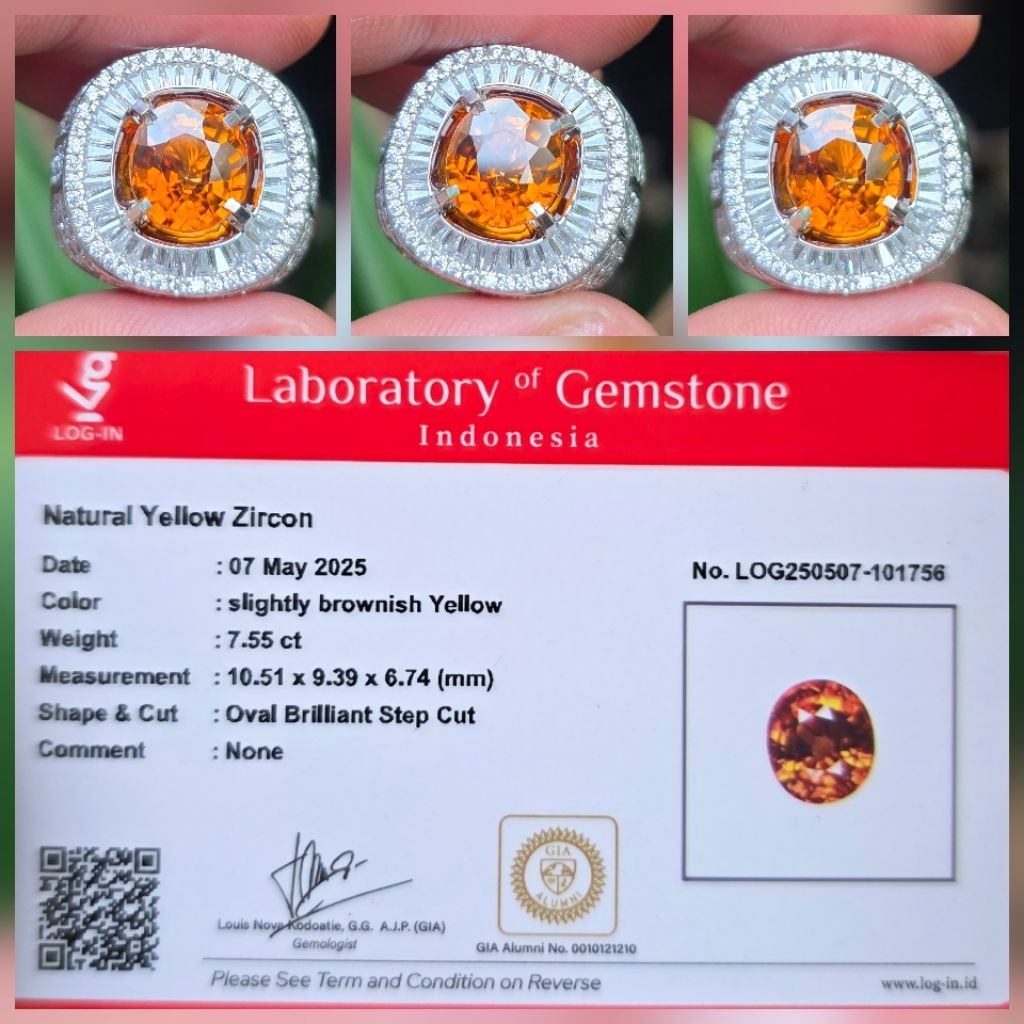 Batu Natural Yellow Zircon Top Luster Memo 7.55 crt