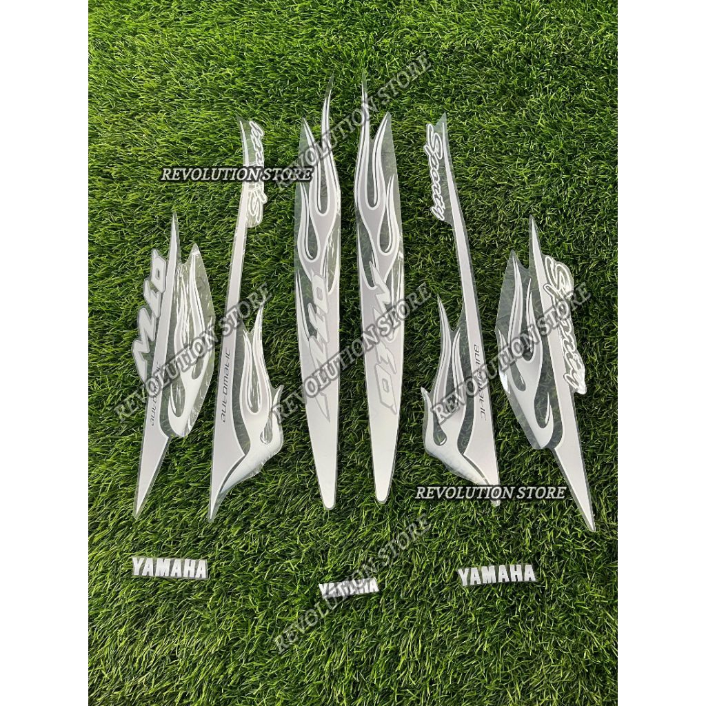 Striping stiker transparan Yamaha Mio sporty dan smile model api warna putih