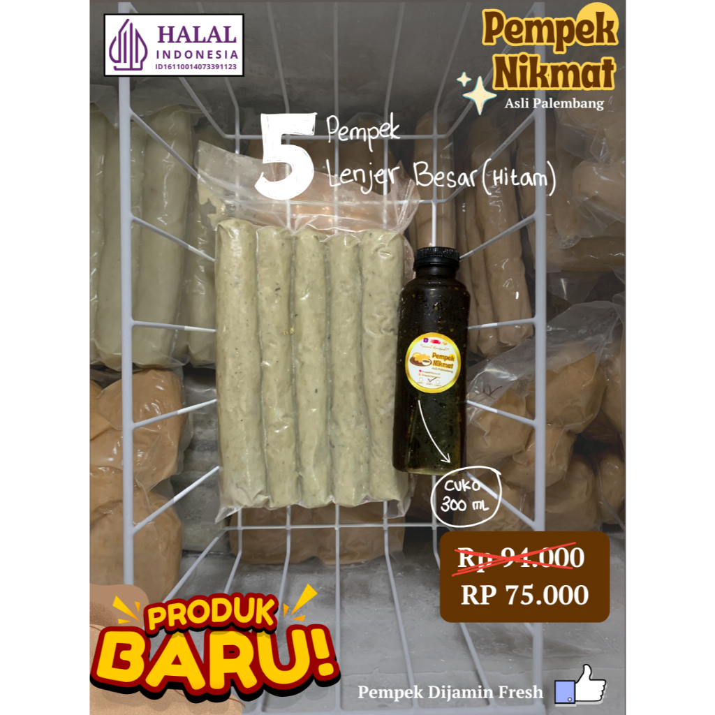 

5 Pempek Lenjer (hitam) + cuko 300 ml - Asli Palembang [Pempek NikMat]