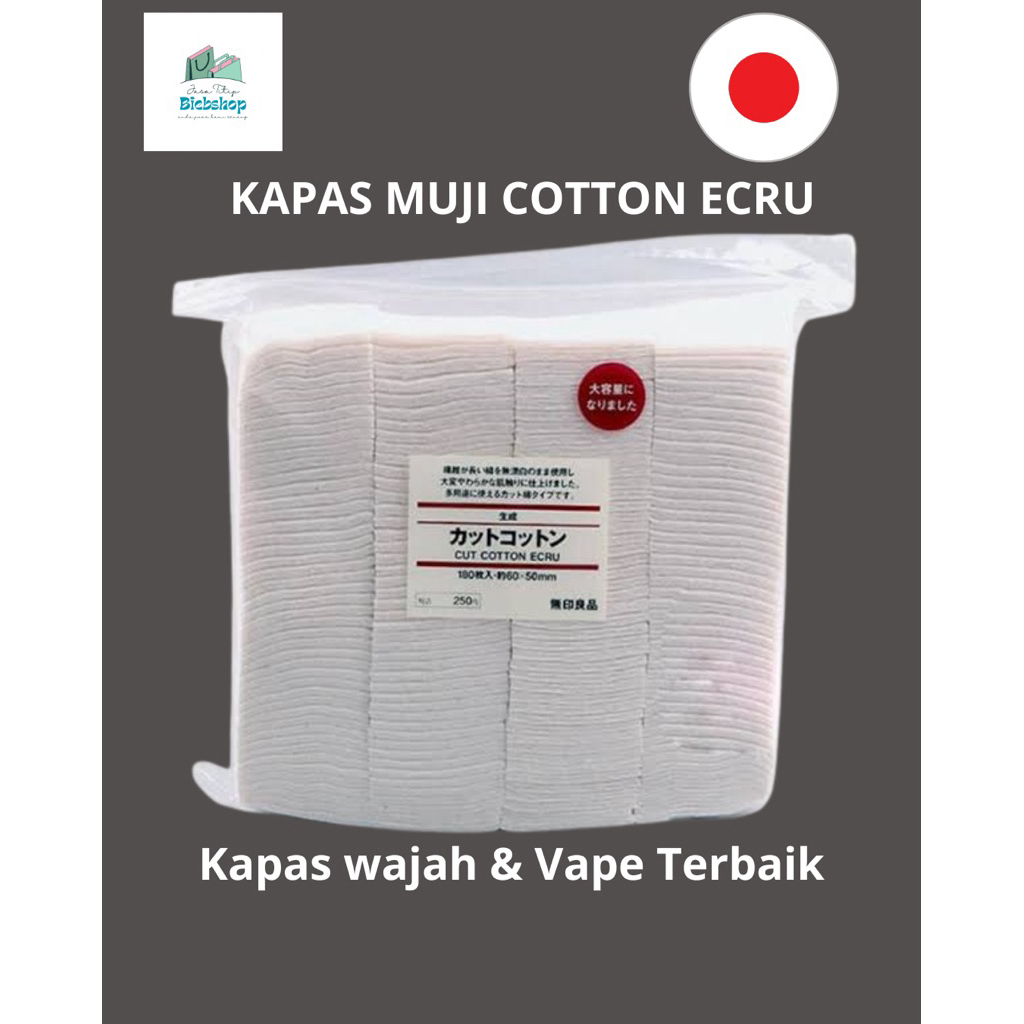 Kapas Wajah Muji Organic Cotton 180 pads Original 100% Jepang
