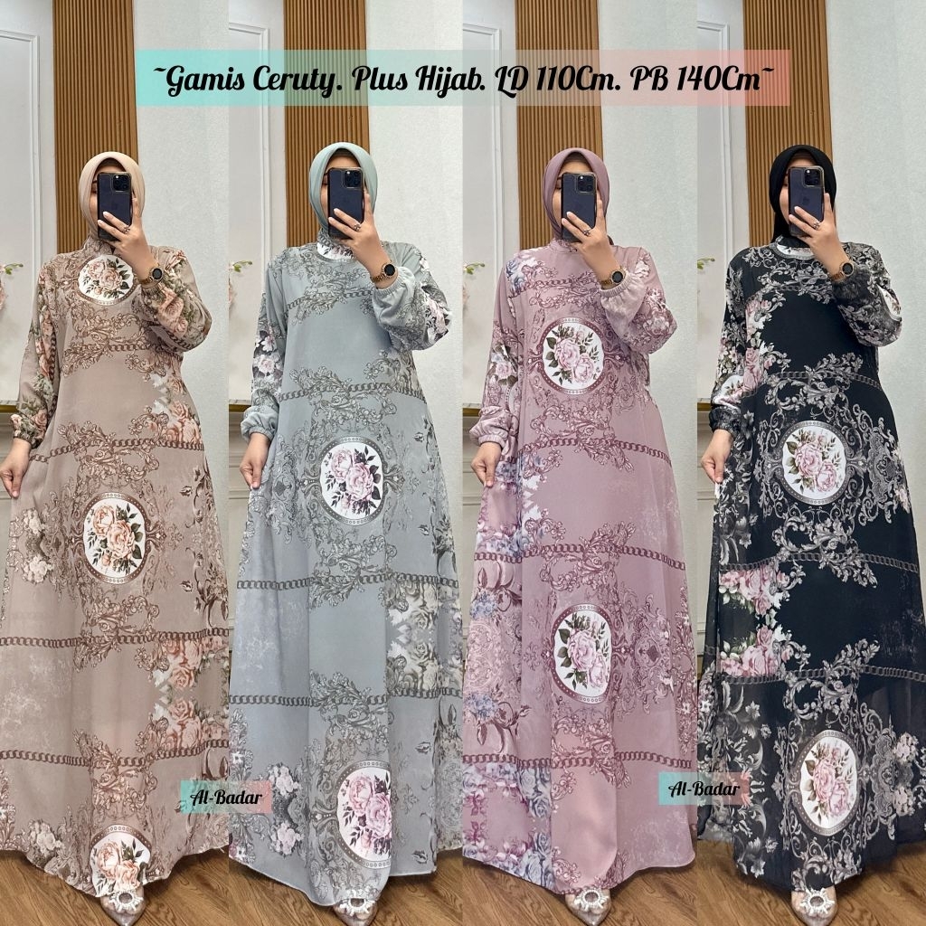 Gamis Ples Hijab Bahan Ceruty Ld 110 Cm Pb 140 CM