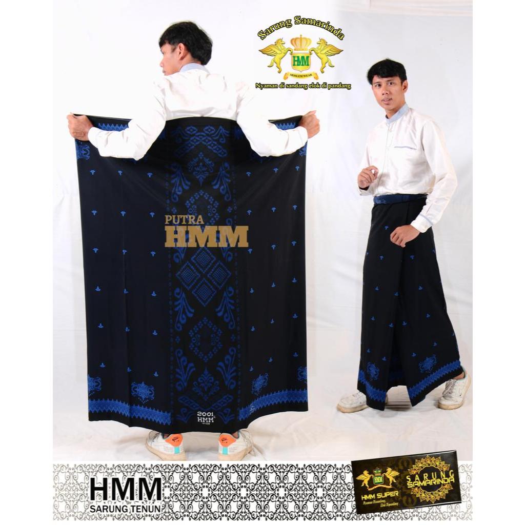 HMM sarung Samarinda hmm biru & navy motif terbaru sarung santri pria dewasa