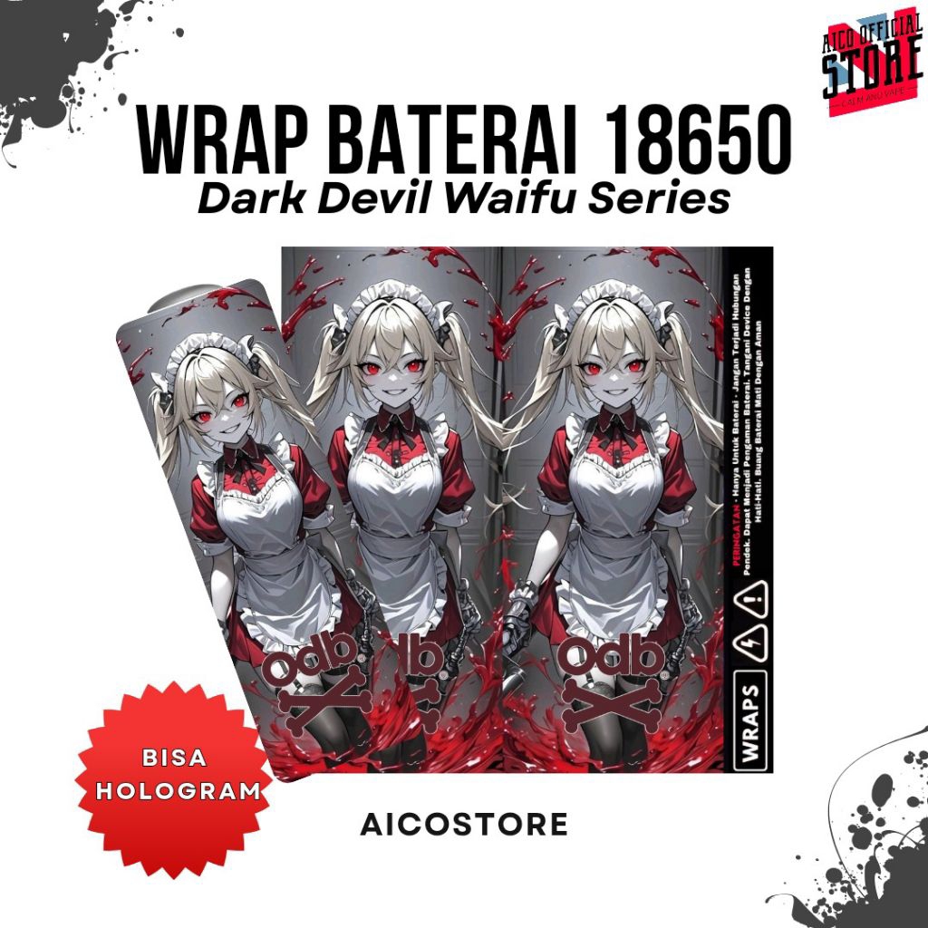 

FAMSTORE - Pelindung Baterai 18650 Stiker skin Wrap Baterai Motif Dark Angels | Waifu Series Anti Gores Dan Anti Air waterproof