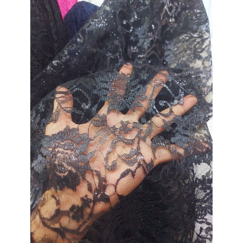 kain brokat meteran  - kain brokat luxury  - kain brokat original  - kain brokat kebaya (hitam)dr