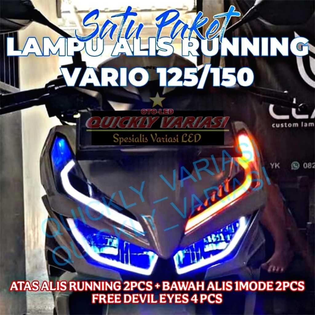 Paket lampu alis RUNNING vario 125 150 new free devil eyes 1 set lampu led senja depan vario all new