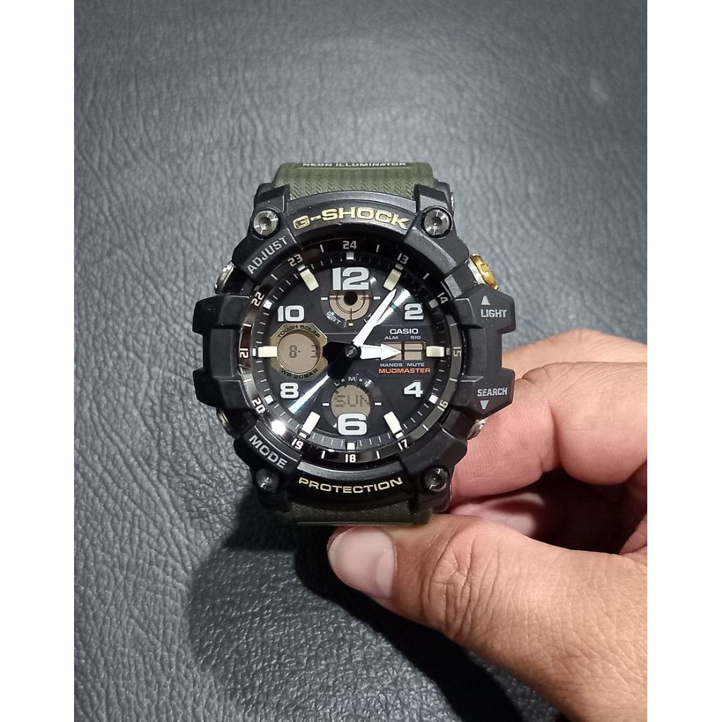 Jam Tangan Casio G-Shock GShock Mudmaster GSG-100 / GSG100 - 1A3DR / 1A3 Black Green Army