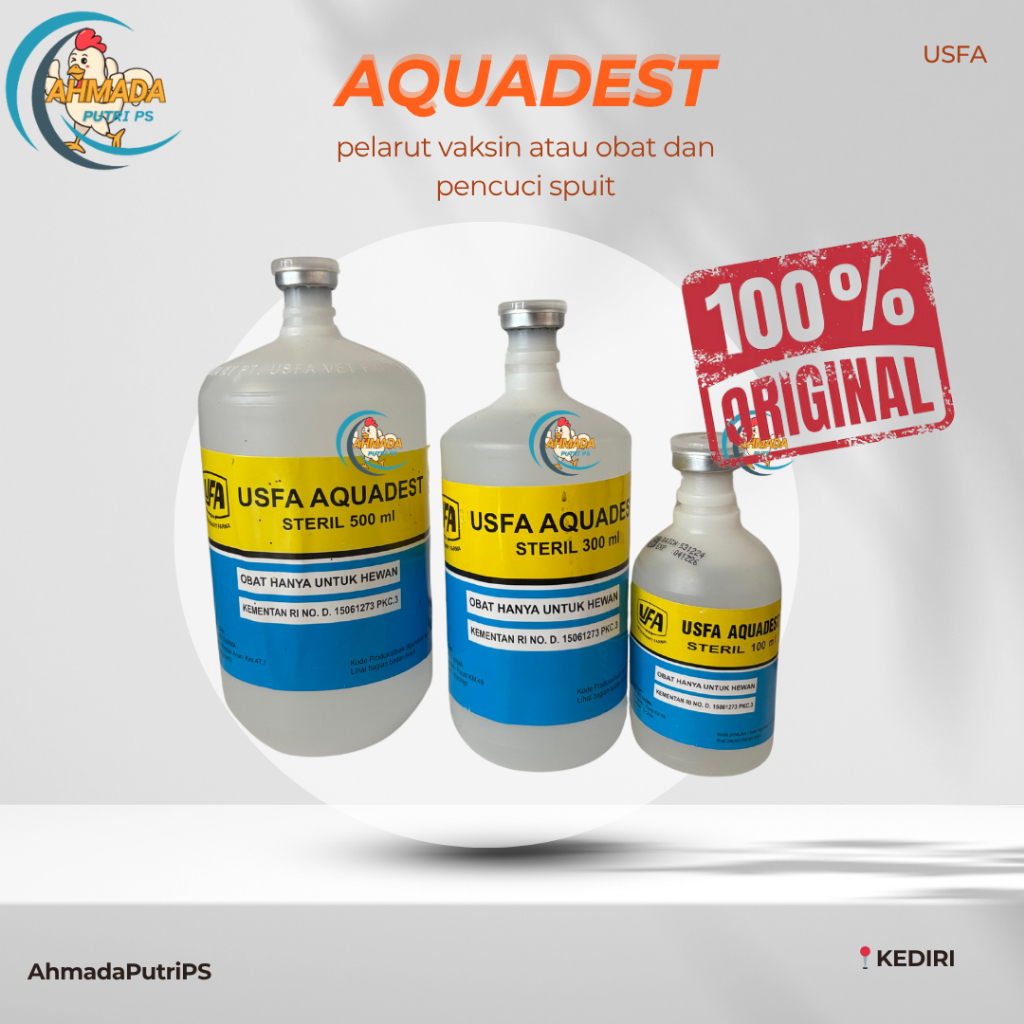 USFA AQUADEST STERIL 300 ML - PELARUT OBAT VAKSIN HEWAN / Aquabidest injeksi