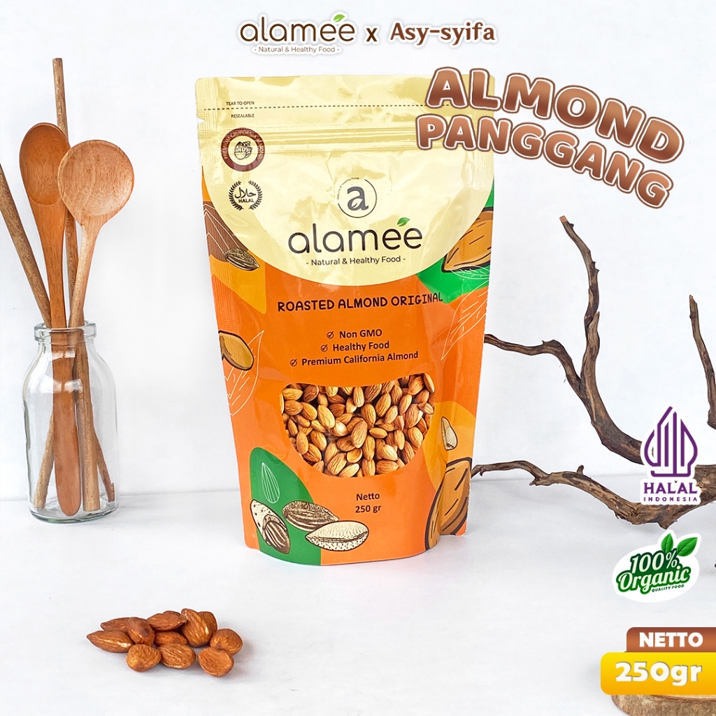 

Kacang Almond Almon Kupas Panggang Premium Roast Roasted Grade A California 250 Gram Oven Siap Makan